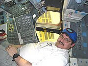 Image taken in 2003 inside a Space Shuttle simulator used to train astronauts at NASA JSC